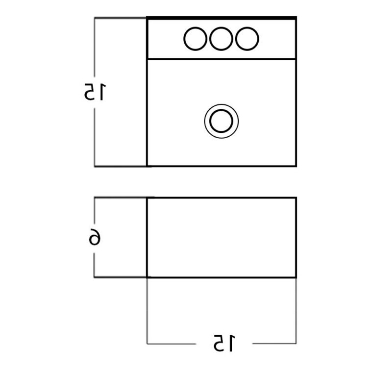 Plumbing N Parts 15'' Enamel Glaze Ceramic Square Vessel Bathroom Sink